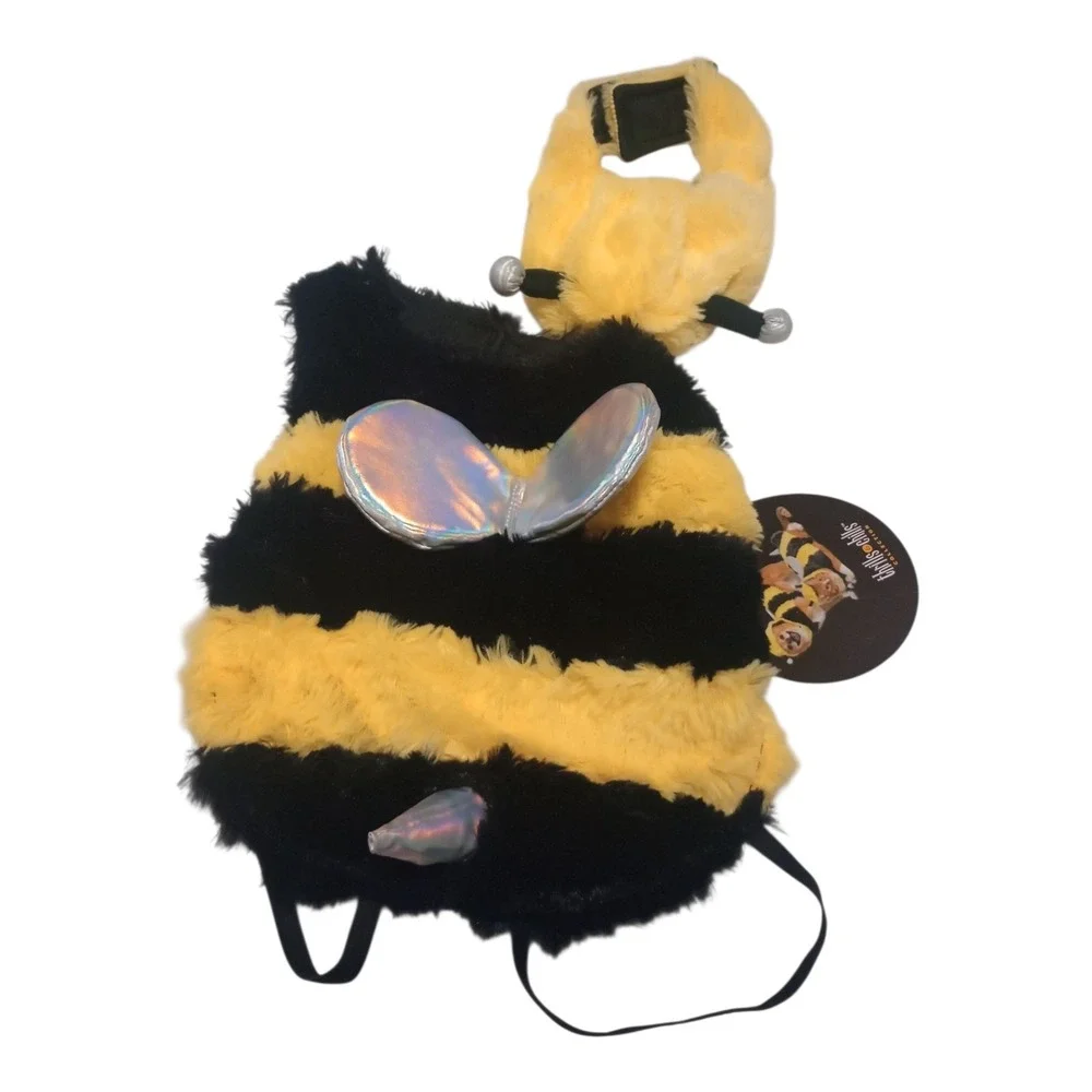🐝 Thrills & Chills Bumblebee Dog & Cat Costume with Wings &‎ Antennae – Size S